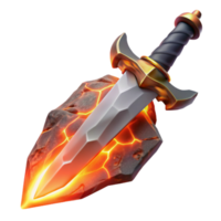magnificent classic 3D Render Fantasy Dagger in Molten Rock 4K png