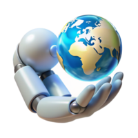 wonderful artistic Robotic Hands Holding Earth 3D Illustration exclusive png