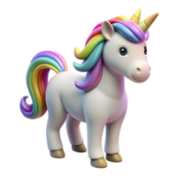 wonderful modern Rainbow Unicorn 3D Render premium png