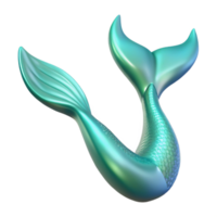 impressive classic Teal Mermaid Tail 3D Render exclusive png