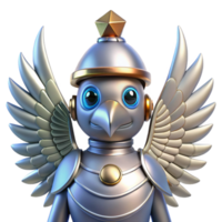magnificent contemporary 3D Render of a Robotic Bird in Armor high quality png
