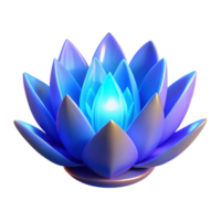 beautiful abstract Glowing Blue Lotus 3D Render original png