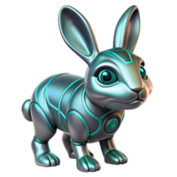 impressive traditional 3D Render of a Metallic Robot Bunny authentic png