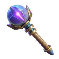 beautiful modern Fantasy 3D Render Glowing Crystal Staff original png