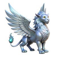 dramatic rustic Silver Griffin 3D Render high resolution png
