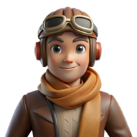 beautiful modern 3D Cartoon Boy Pilot Render professional png