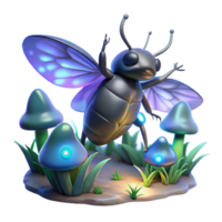 beautiful traditional 3D Render Glowing Bug Fantasy Illustration exclusive png