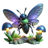 magnificent abstract 3D Render Glowing Insect with Wings premium png