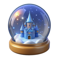 impressive rustic Enchanted Winter Castle Snow Globe 3D Render exclusive png
