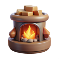 serene artistic Cozy 3D Fireplace Illustration with Caramel Cubes premium png