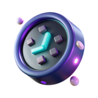magnificent modern 3D Neon Clock Icon Render authentic png