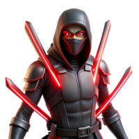 beautiful minimalist 3D Render Dark Ninja with Red Lightsaber original png
