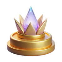 serene artistic Golden Crown 3D Render, Crystal Gem, Abstract Background high quality png