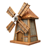 extraordinary rustic Charming Wooden Windmill 3D Render high resolution png