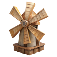 magnificent artistic Wooden Windmill 3D Render authentic png