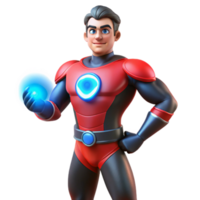 dramatic rustic 3D Superhero Illustration Red Suit Energy Orb original png