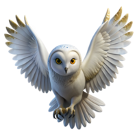 serene rustic Snowy Owl 3D Render 4K png