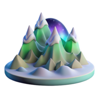 wonderful modern 3D Stylized Snowy Mountain Range Illustration original png