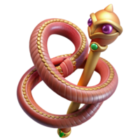 beautiful modern 3D Render of a Magical Snake Staff detailed png