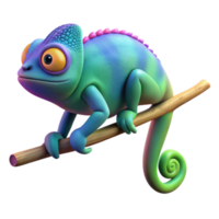 wonderful minimalist Vibrant 3D Chameleon Illustration original png