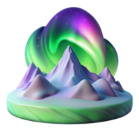 magnificent creative 3D Render of Aurora Borealis over Mountains genuine png