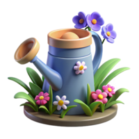extraordinary abstract Cute 3D Render Watering Can with Flowers high resolution png
