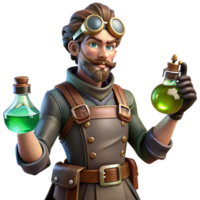serene minimalist 3D Alchemist Cartoon Illustration genuine png
