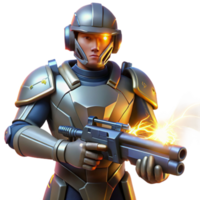 impressive modern Futuristic Soldier 3D Render high quality png