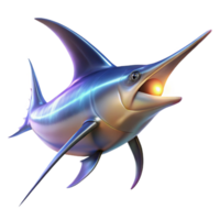 wonderful vintage 3D Render of a Metallic Swordfish authentic png