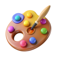 dramatic rustic 3D Render Colorful Paint Palette and Brush original png