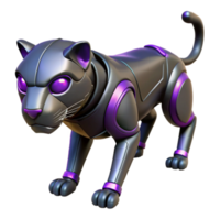 elegant minimalist Cybernetic Panther 3D Render authentic png