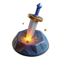 impressive artistic 3D Render Glowing Sword in Stone professional png