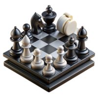 dramatic rustic 3D Chess Game Render, Strategic Gameplay authentic png