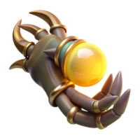 stunning rustic 3D Render Golden Clawed Hand Holding Orb high quality png