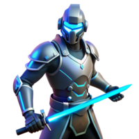 impressive artistic Futuristic Knight 3D Render high resolution png
