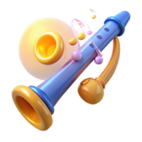 wonderful abstract 3D Render of Cartoon Clarinet high resolution png