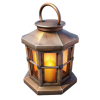 extraordinary classic Glowing Metal Lantern 3D Render 4K png