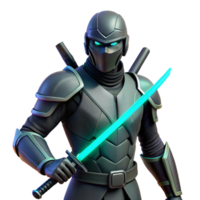 wonderful minimalist 3D Render Ninja Warrior with Glowing Sword high resolution png