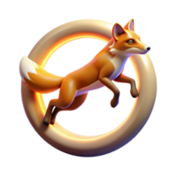 magnificent modern 3D Render of a Fox Leaping Through a Ring high resolution png