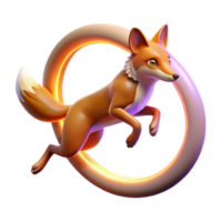 stunning classic 3D Render of a Leaping Fox in a Ring high quality png