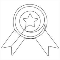 Oneline Award Badge with Star continuous single line art vector