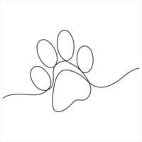 Paw footprints of dog or cat oneline continuous single line art animal drawing illustration vector