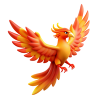 beautiful minimalist 3D Render of a Fiery Phoenix high resolution png