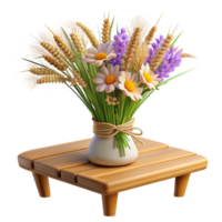 beautiful rustic 3D Render of Daisies and Wheat Bouquet exclusive png