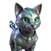 wonderful rustic Cybernetic Cat 3D Render premium png