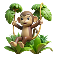 beautiful abstract Playful Monkey 3D Render authentic png
