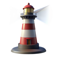 elegant minimalist Lighthouse 3D Model Red and White Stripes high resolution png