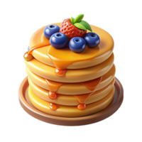 stunning minimalist 3D Render of Delicious Pancakes with Berries premium png