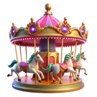 serene vintage Whimsical Carousel 3D Render high resolution png