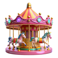 serene minimalist Pink Carousel 3D Render authentic png